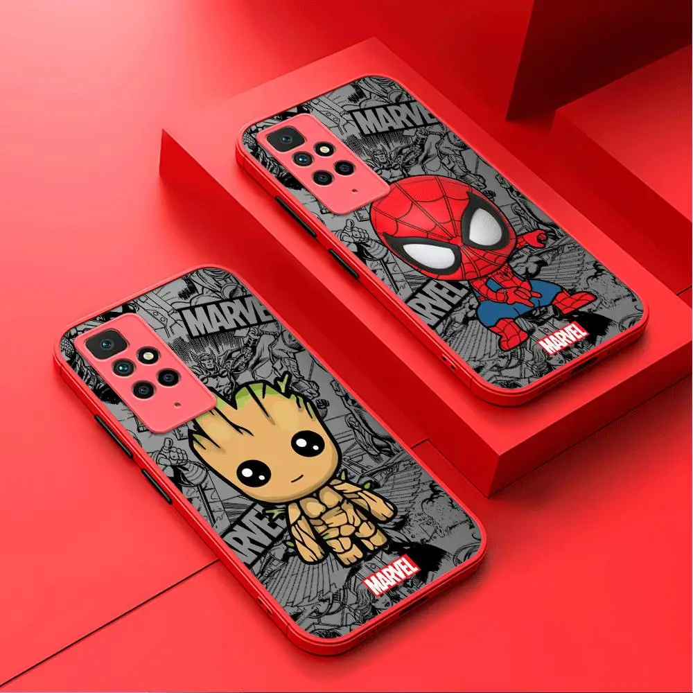 Cartoon Marvel Groot Spiderman Phone Case for Xiaomi Redmi 12C 9A 9i 10C 10 2022 9C 10A K40 Pro 9T 12 4G Matte Shockproof Cover