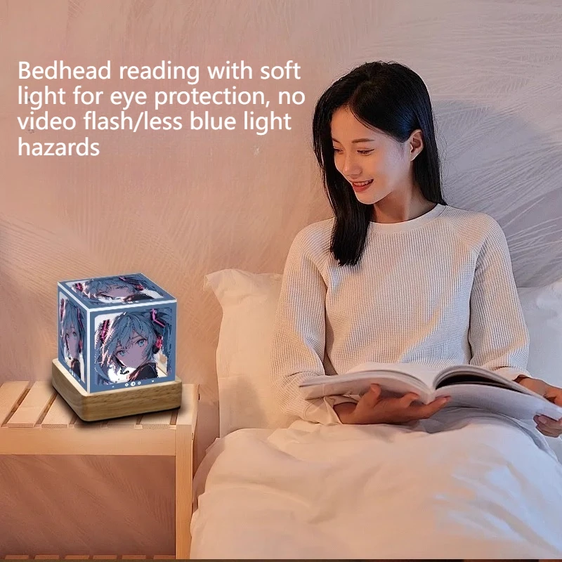 Hatsune Miku USB Cube Lampu Malam Anime Dekorasi Meja Minimalis Dekorasi Desktop Ornamen Dekoratif Kelas Atas Hadiah Lucu