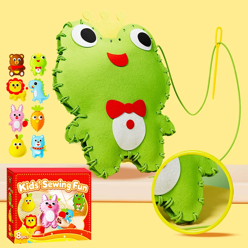 8-in-1 Kids Sewing Craft Kit DIY Stuffed Animal Sewing Arts Projects Creativity & Concentration Development Gift  for Ages 6+