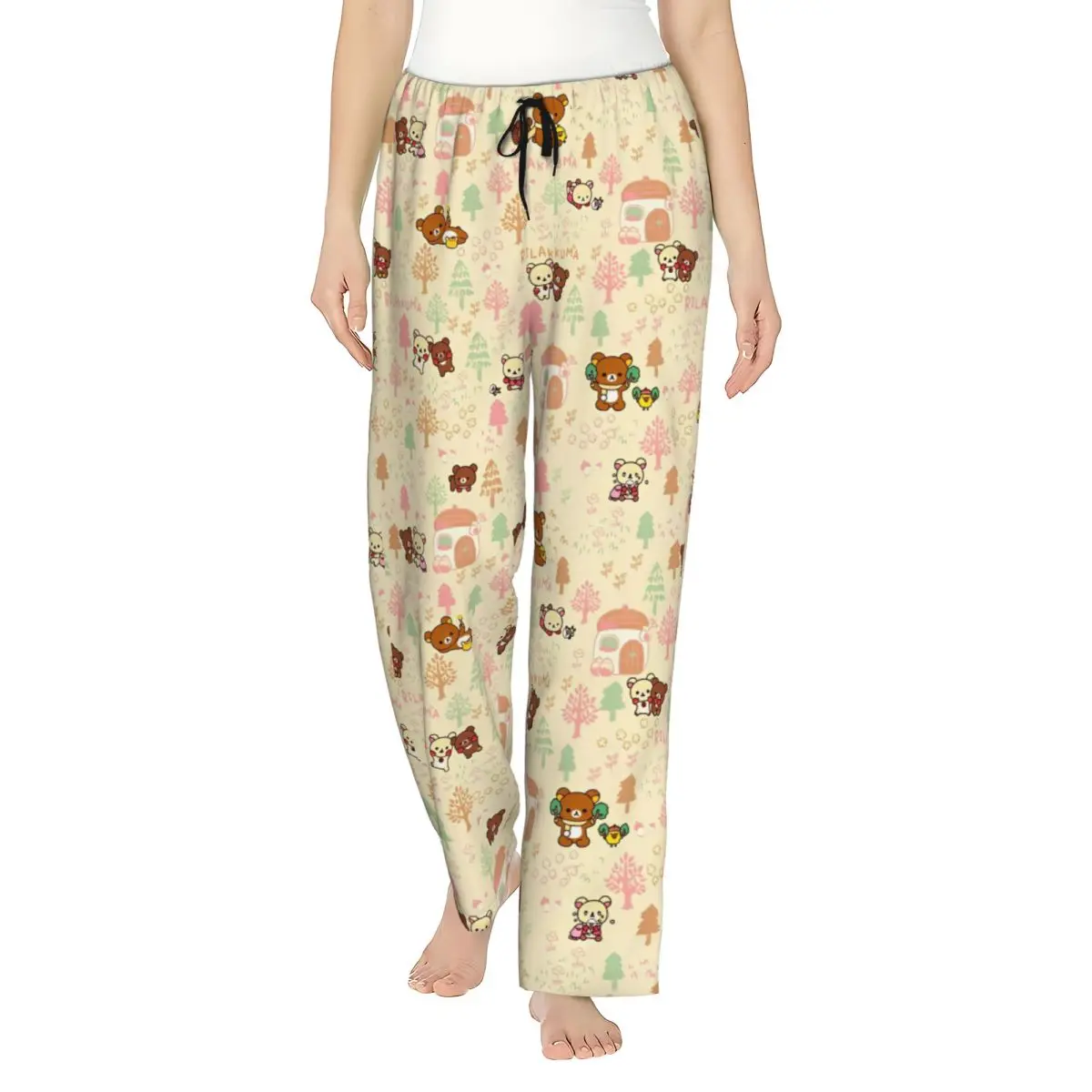 Women Pajama Pants Rilakkumas Cartoon Lounge Pants Comfy Sleep Bottoms