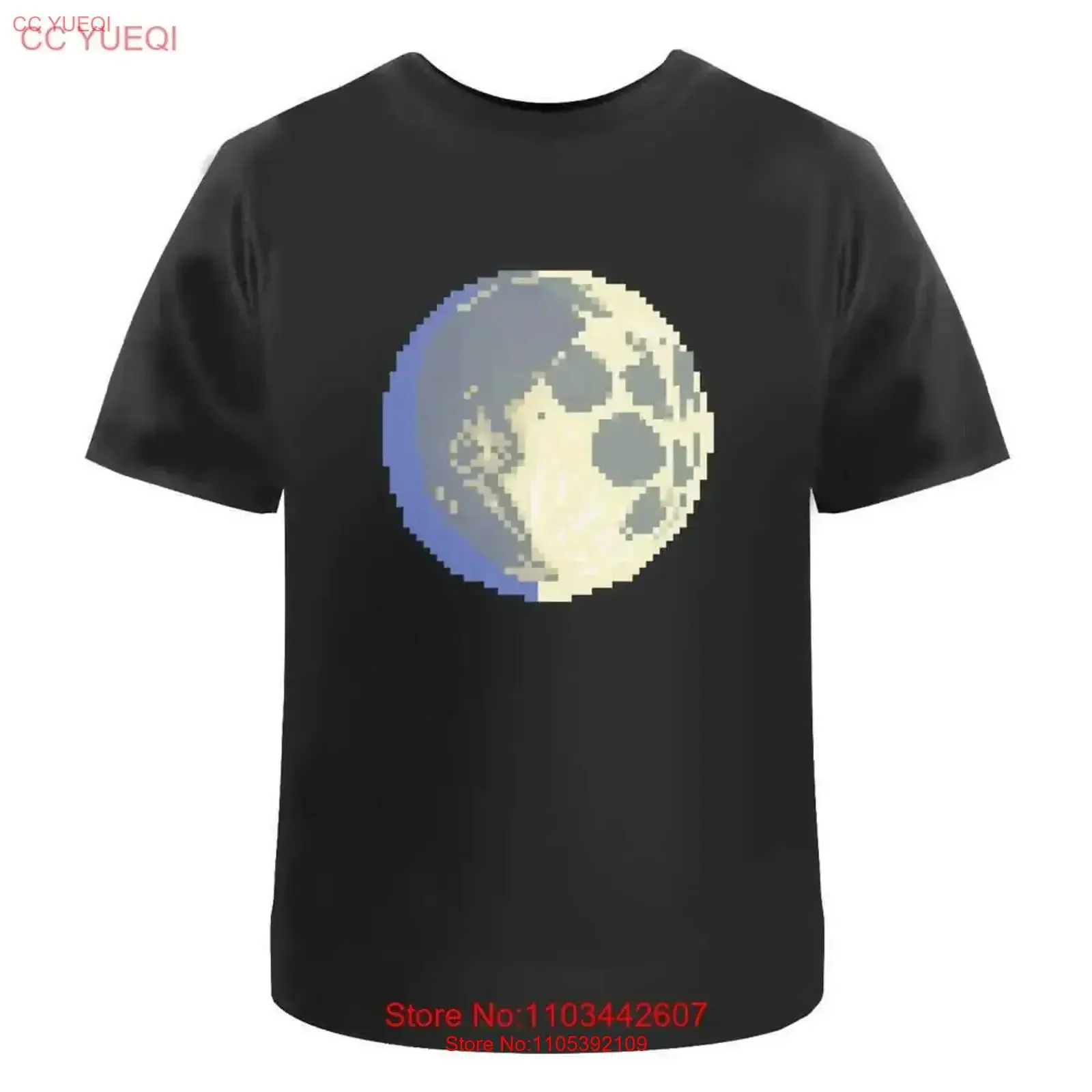 'Pixel Art Moon'  Cotton T Shirt TA043989 vintage Washed Comfortable designer clothes homme graphic Casual streetwear Stylish