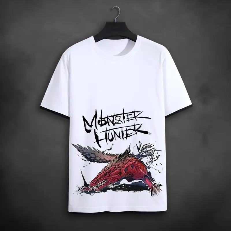 Monster Hunter World Odogaron Grafik-T-Shirt, Bloodhound Wyvern Kunstdruck, weißes Baumwoll-T-Shirt für Gamer und Anime-Fans – Detail 23