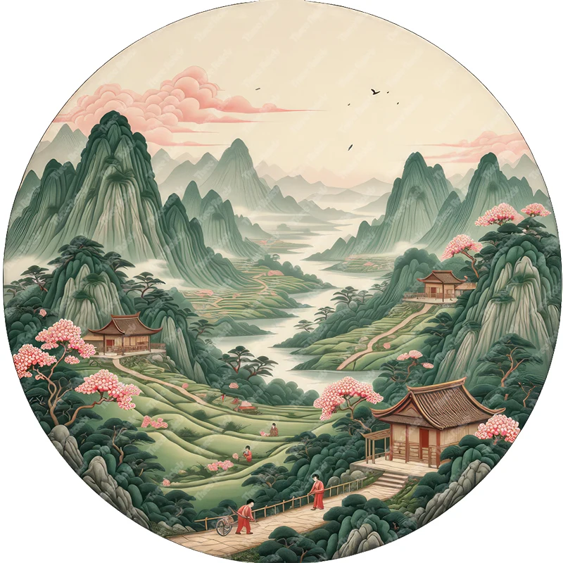 Three Ratels CF58 Oriental Peach Blossom Spring Landscape wall Stickers for Home Decoration