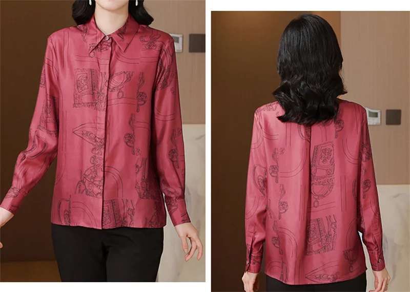 ZAROY S-3XL Luxury Design Women Shirt Vintage Print Long Sleeve Slim Blouse Spring Top OL Style Elegant Shirt Casual Blusa Mujer