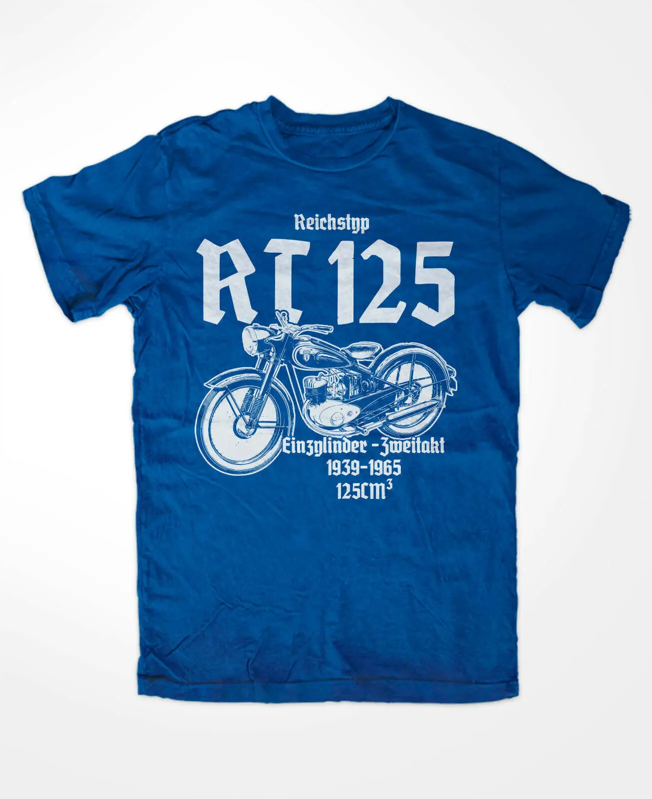 Reichstyp rt 125 t-shirt blau m2 s50 s51, welt kulturerbe zschopau, ifa, oldtimer