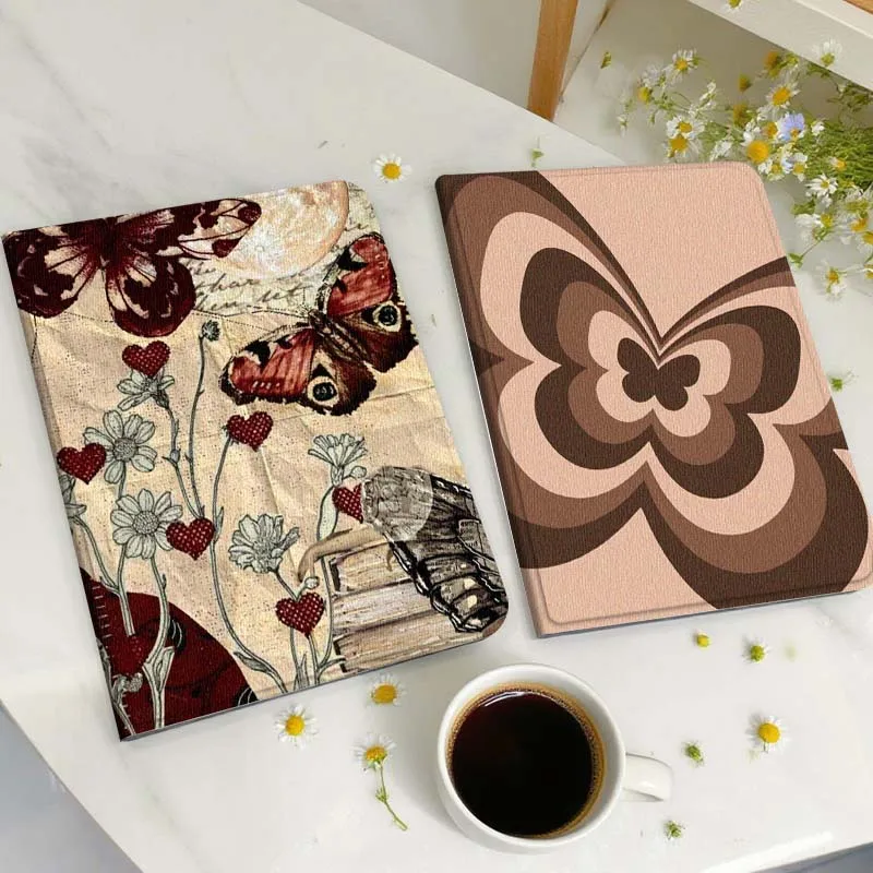 

Vintage Butterfly Heart Flower Tablet Case For Huawei Honor MatePad MediaPad Air 5 6 7 11 V6 V7 V8 V9 X9 X8 T10 T10s C5e T5 Gift