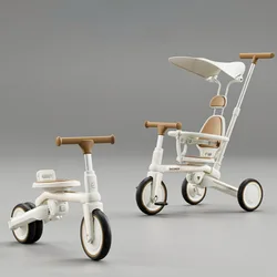 Multi-functional Tricycles for Children From 1 To 3 Years Folding with Awning,Three-wheeled Strollers Balance Car, Baby Tricycle