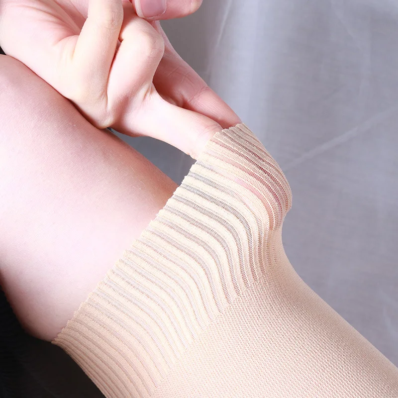 Women\'s Silk Stockings with Fingers Solid Calf Socks Ultra-thin Sweat-absorbing Nylon Long Slimming Five Toe Socks Loose Cuffs