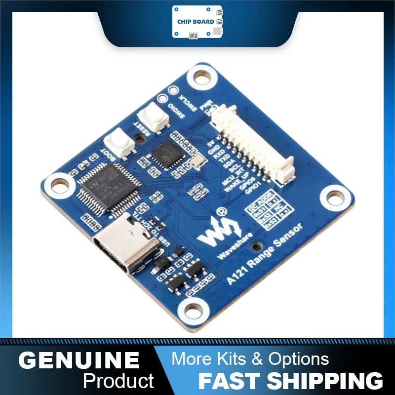 Waveshare A121 60GHz mmWave Radar Micro-Motion Detection Module, Pulsed Coherent Radar, High-Precision Distance Sensing