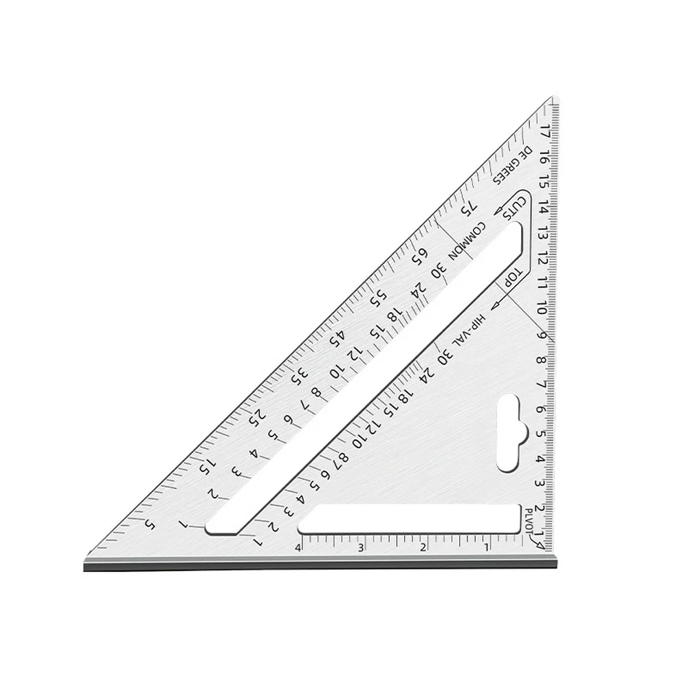 7 Inch Aluminum Alloy Triangle Ruler for Woodworking with 45 Degree and 90 Degree Angle Measurement and Dual Sided Metric Scale