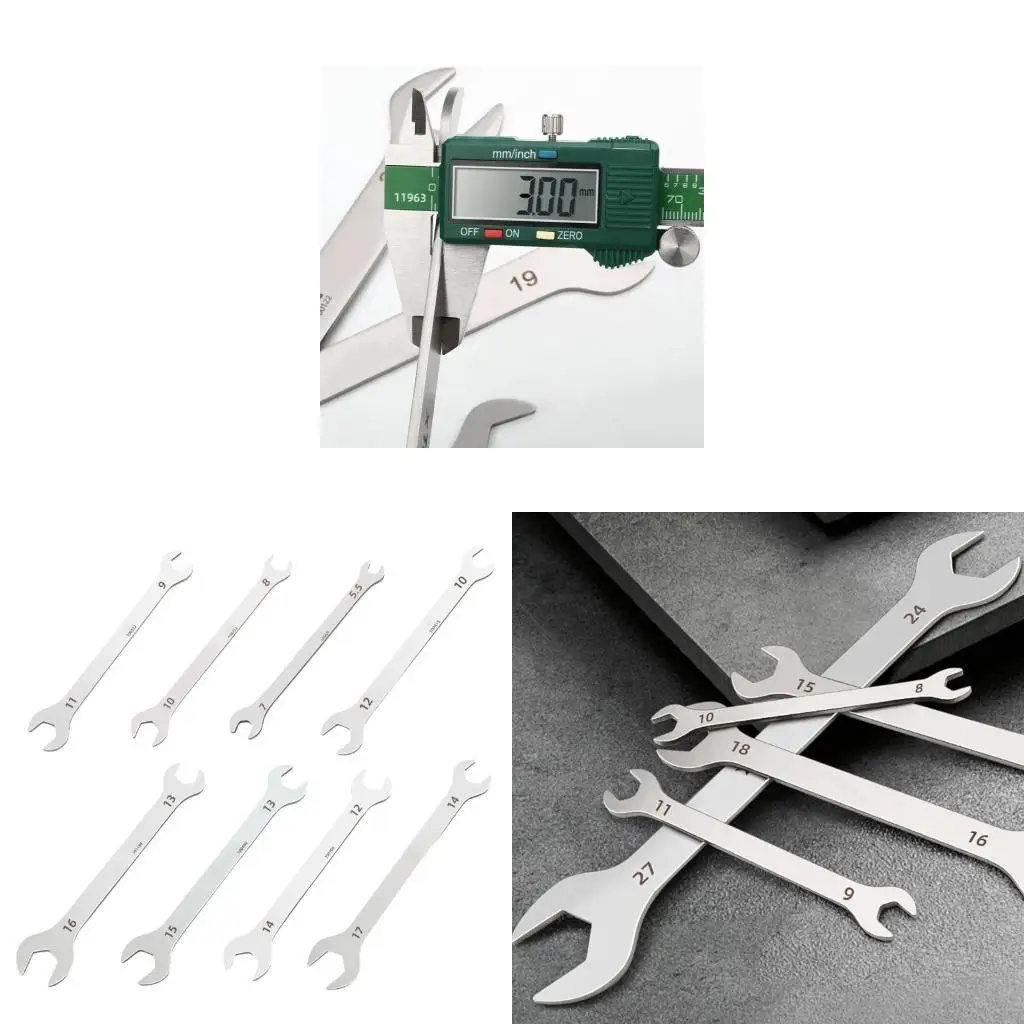 F19B Ergonomically Designs Thin Wrench Household Tool Professional Spanner Double Heads Opening for Furniture Assembly Tasks