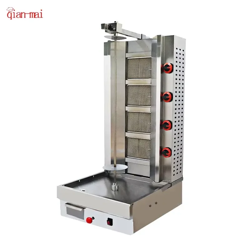 Commercial Automatic Stainless Steel Shawarma Machine 4 Burner Vertical Kebab Grill for Sale Full Range BBQ Roaster
