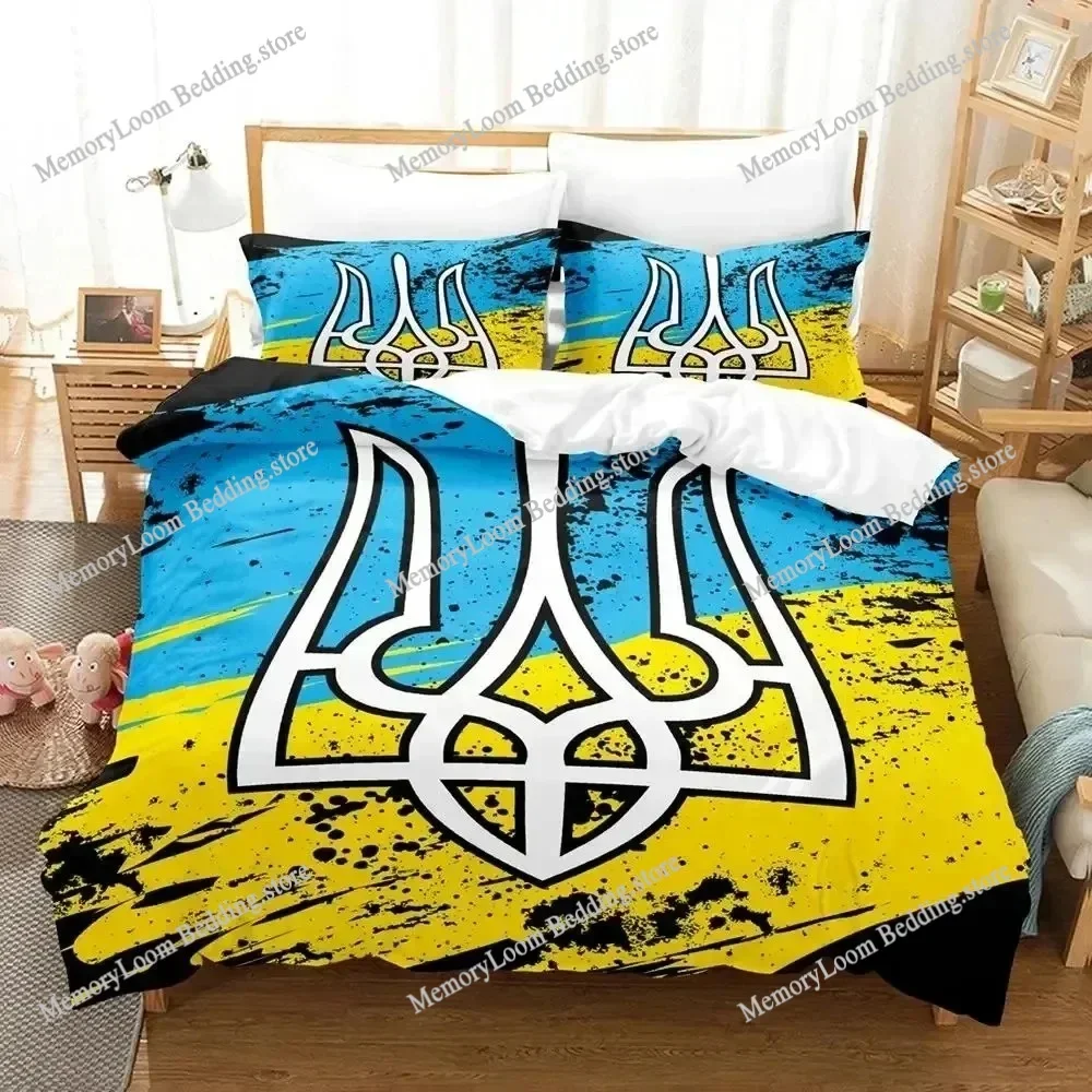 3D Print Ukrainian Flag UKRAINE Bedding Set Duvet Cover Bed Set Quilt Cover Pillowcase Comforter king Queen Size Boys Adult