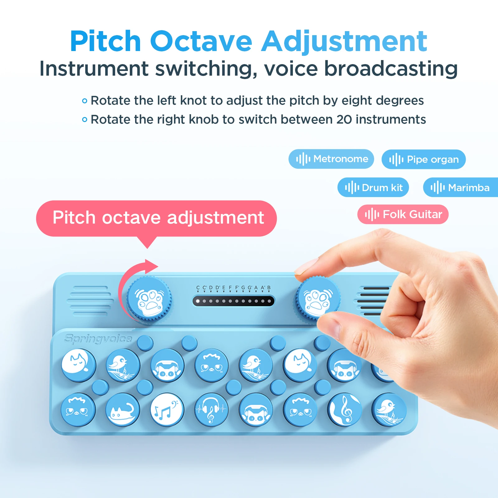 

Карманная музыкальная клавиатура Springvideo, мини-портативное электронное пианино, интеллектуальное миди 1600 мАч, настраиваемая музыкальная карта, миди-игрушка-пианино