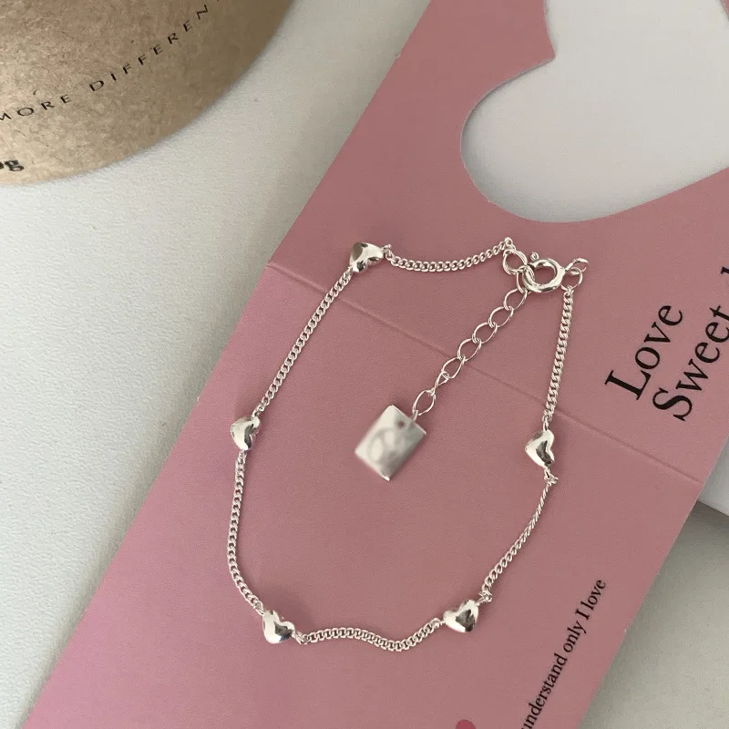 XIYANIKE Korean Heart Thin Chain Bracelet For Women Girl Sweet Fashion New Jewelry Lady Gift Party Birthday pulseras mujer