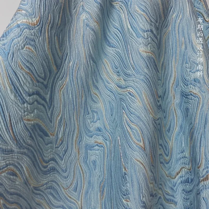 Imagem -03 - Tecido Jacquard Azul Claro Onda de Água Textura Vestuário Designer Criativo Tecido de Costura Material de Poliéster Puro Primavera Verão