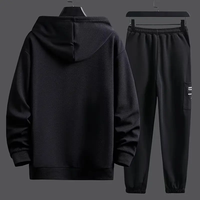 Fashion Men\'s Tracksuit Autumn Long Sleeved Black Hoodie Sports Pants Two-piece Set Mens Casual Suit Unisex Jogging Men Clothes