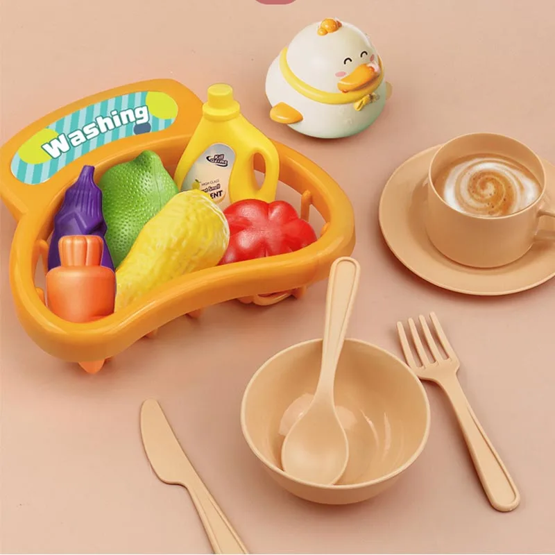 Children\'s Electric Pretend Play Toys Dishwashing Basin Toys Gift Kitchen Interactive Toys 2-in-1 Slide Fishing Montessori Toys