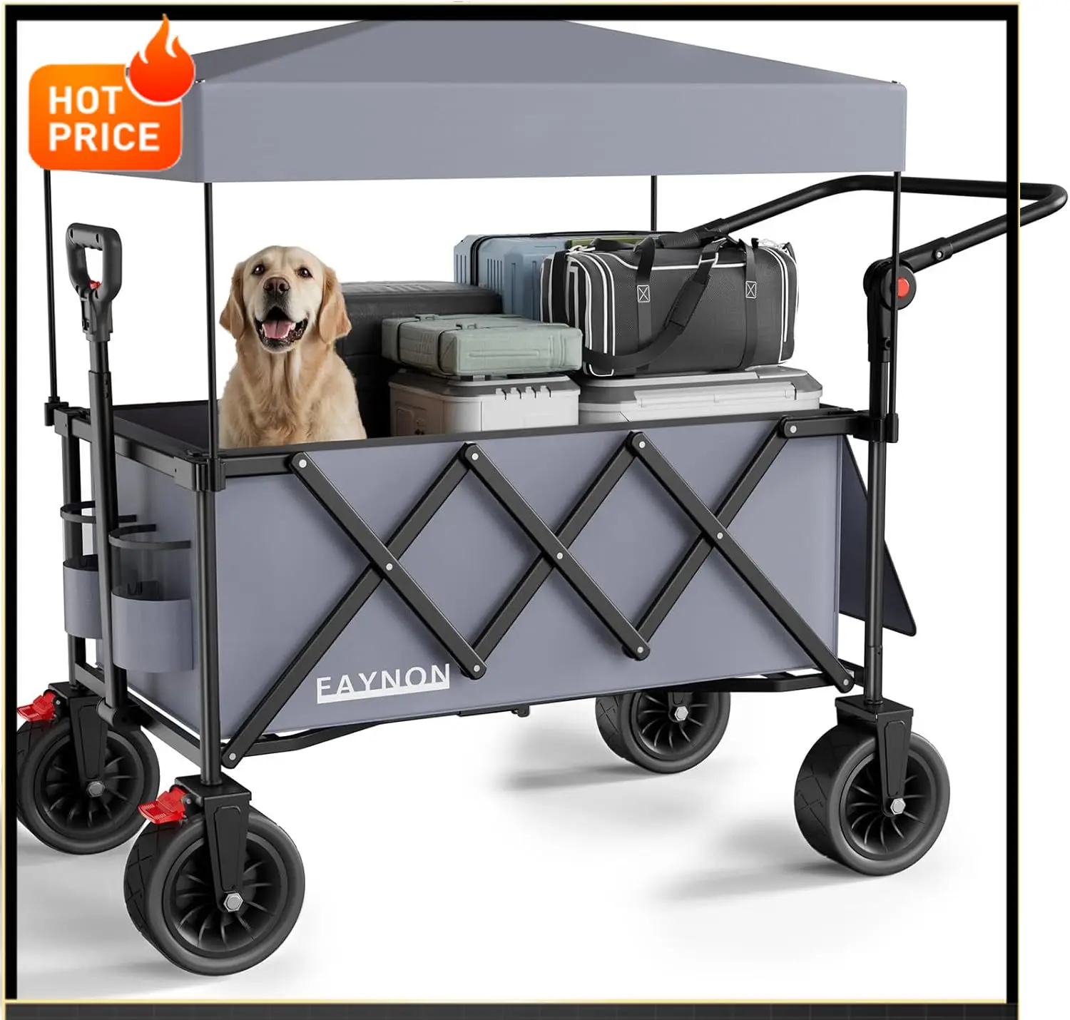 

Bestseller3 in 1 Collapsible Wagon with 300lbs Weight Capacity,150L Heavy Duty Utility Cart with Removable Canopy,with Big All-T