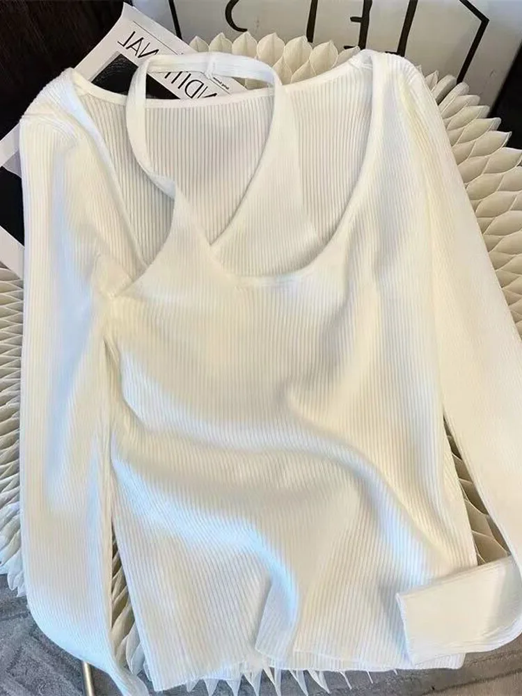 

Cross-Ne Unusual Knitted Top Women's Spring 2026 Sexy Clavicle Exposure Pure Desire Slim Fit Base Layer irt