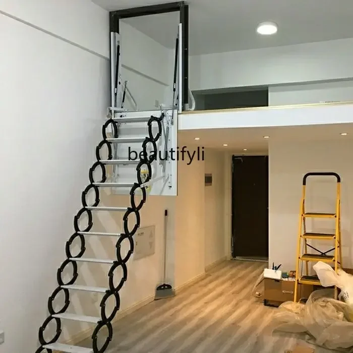 AtticRetractable Staircase Electric Household Foldable and Hoisting Duplex Villa Invisible Flexible Ladders Sub Flexible Ladders