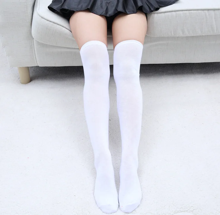 C020 Japanese Mid Length Style Long Socks Knee Female Student  Sweat Absorbing Breathable Cotton