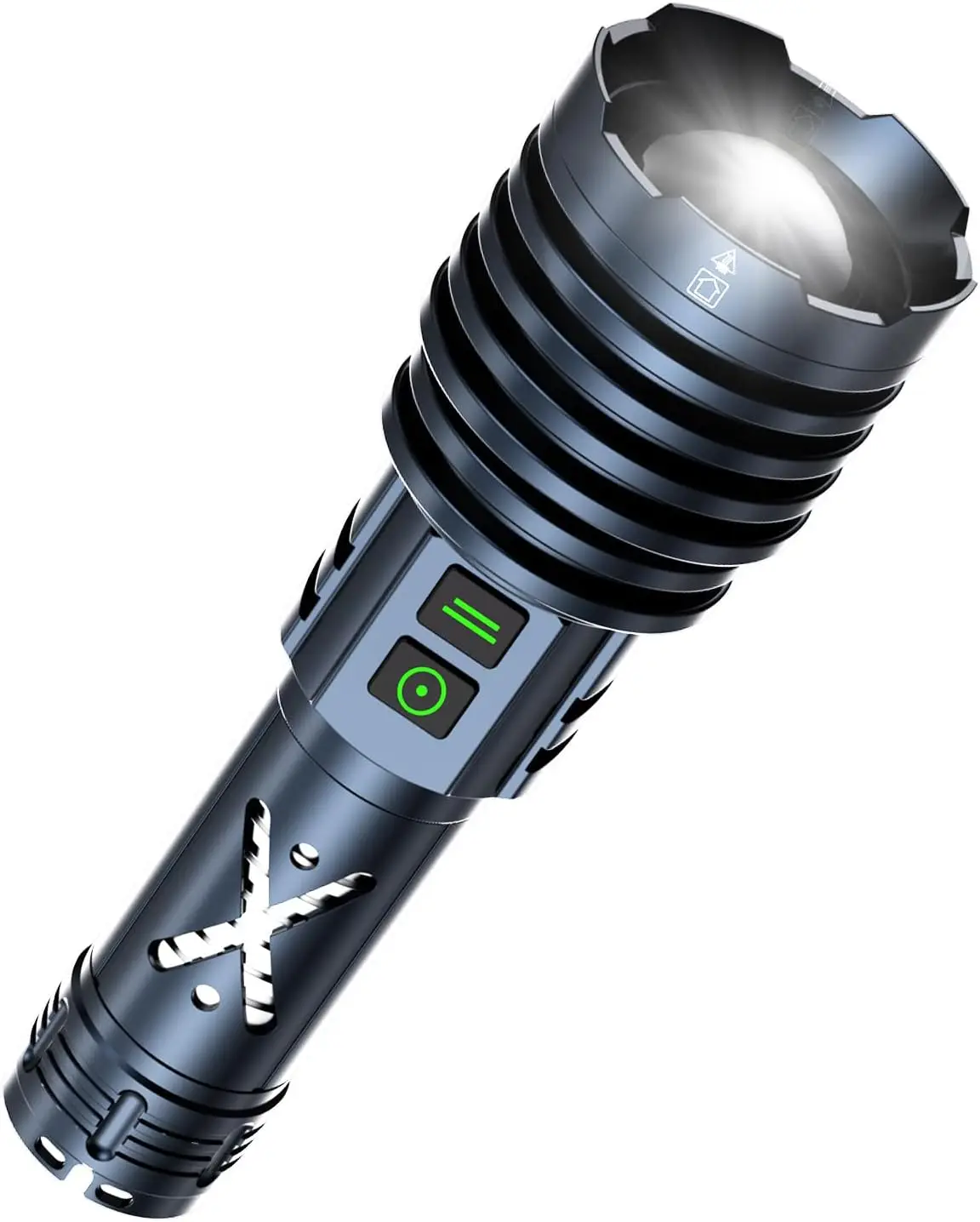 

High Lumens Rechargeable Flashlight, 2600K LM, USB-C Charge/Discharge, 30H+ Runtime, 6 Modes, Zoomable Focus