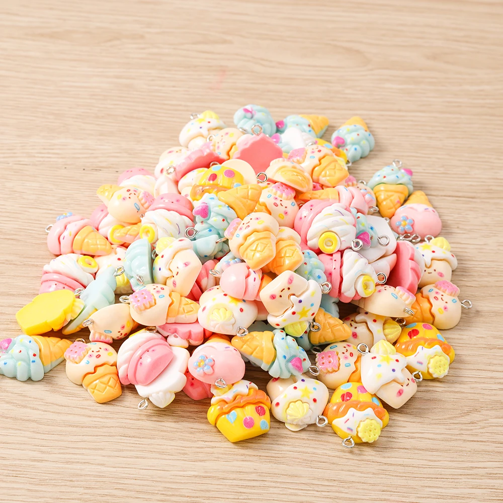 Tusember 10 Stück/Los Gemischte Niedliche Cupcake- und Eiscreme-Anhänger für DIY Handgemachten Schmuck, Lebensmittel-Anhänger für Ohrringe, Armbänder und Bastelarbeiten – Detail 4