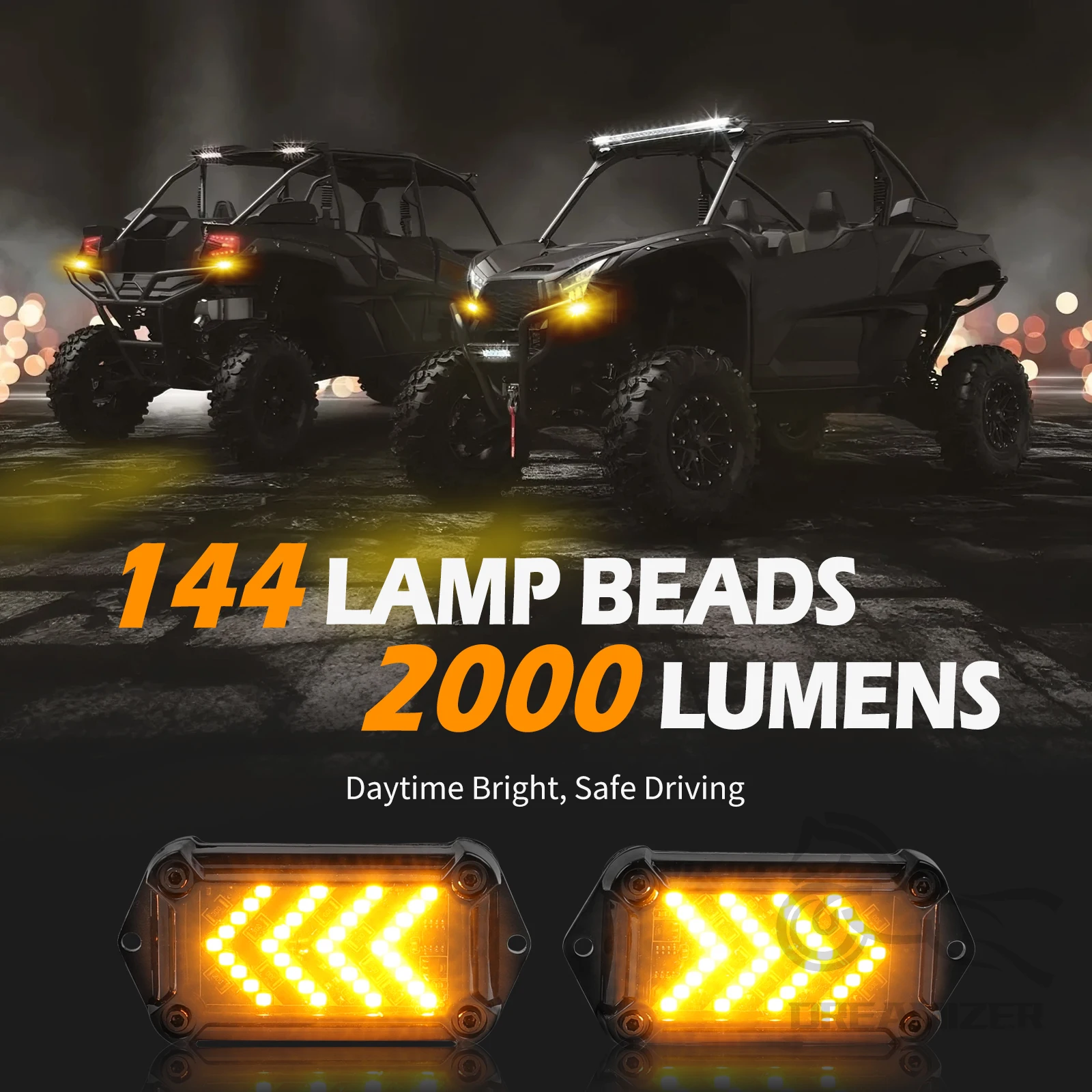 UTV Turn Signal Kit With Horn Pre-Wired Plug And Play ATV SXS Blinker With Rocker Switch Hazard Light Street Legal Turn Signals
