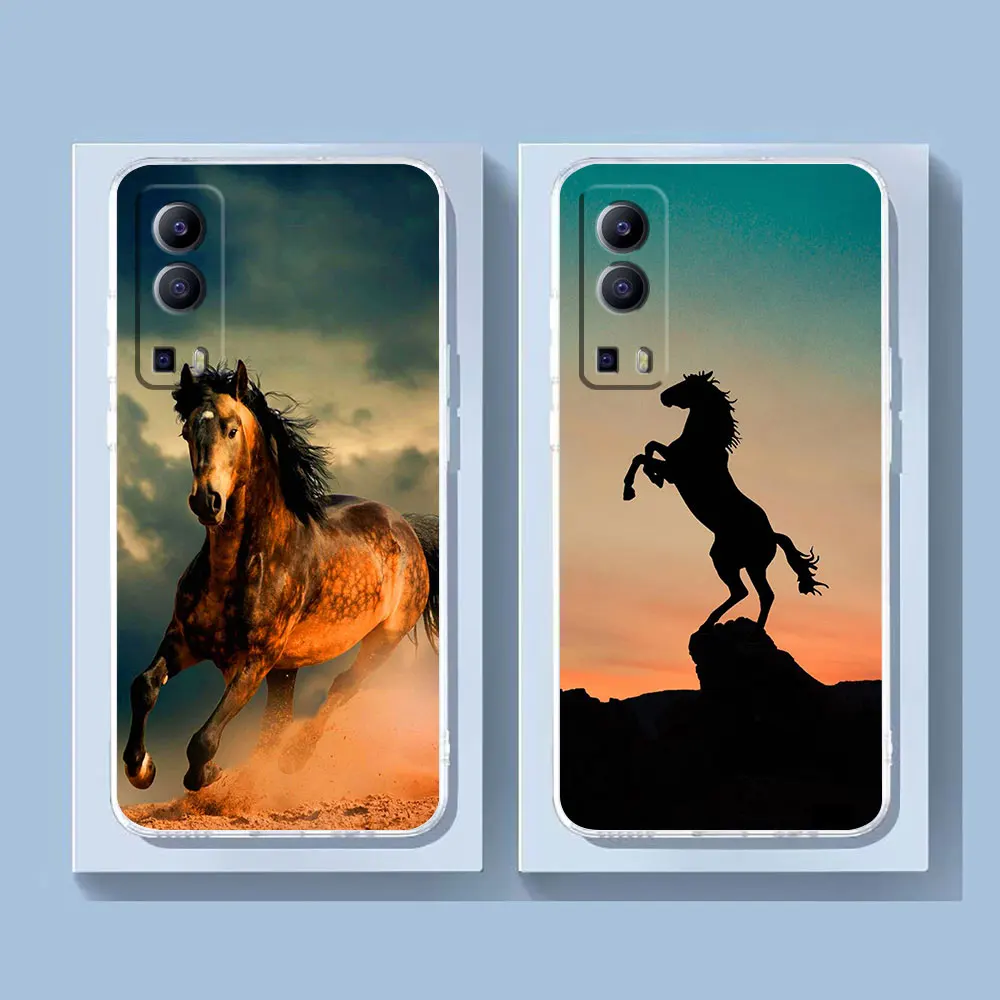 Clear Phone Case For VIVO Y30 Y32 Y33S Y50 Y51 Y52S Y53S Y55S Y76 Y78 V20 V21 V23 V25 V27 5G 4G Case Funda Handsome Animal Horse