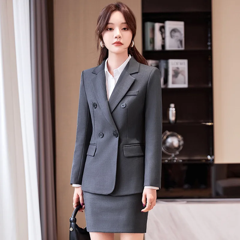 

Dark Blue Business Suit Women's Spring High-End College Student Interview Host Formal Wear High-End Suit Jacket