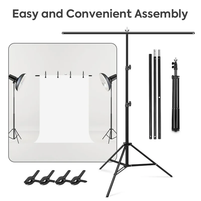 Photography T-shaped Backdrop Stand Multiple Sizes Studio Photo Background Stand Kit for Green Screen,Poster,Canvas,PVC Backdrop