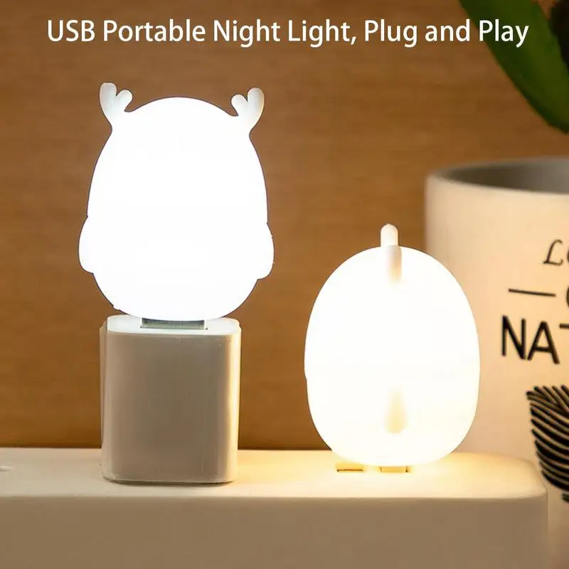 Luz de noche de ciervo para bebé, lámpara de Noche Blanca/cálida, Plug And Play, recargable por USB para niños, regalo para bebé, dormitorio de cabecera