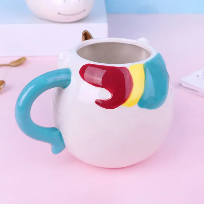 Fashionable Mugs Unicorn Cute Creative Ceramic Mug Milk Coffee Breakfast Cup Creative Handdrawn 300ml Capacity