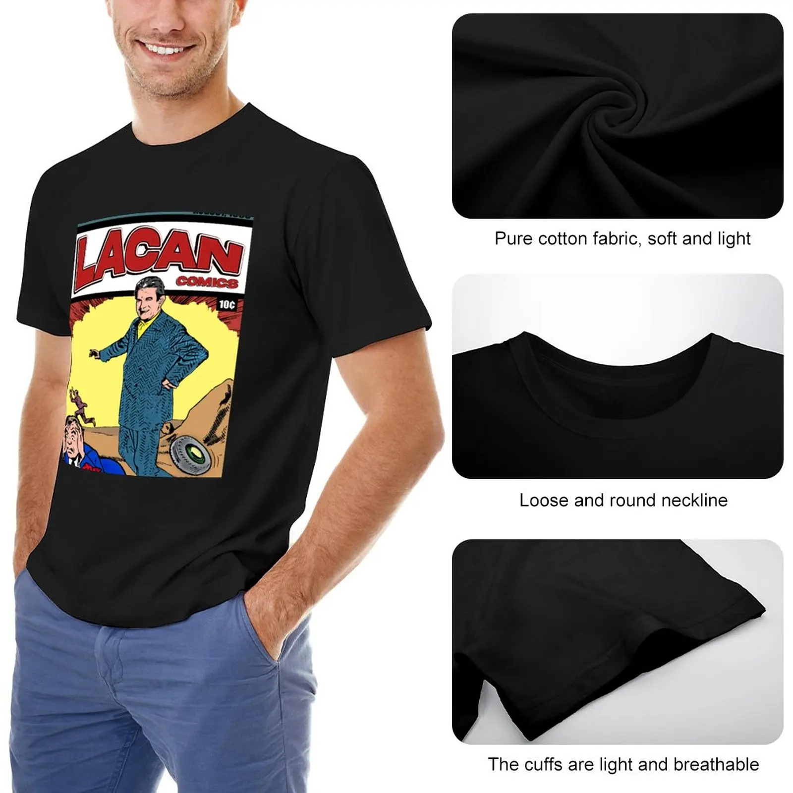 Jacques Lacan Funny Comic Book Cover T-Shirt t shirt man boys animal print shirt man clothes t shirts for men