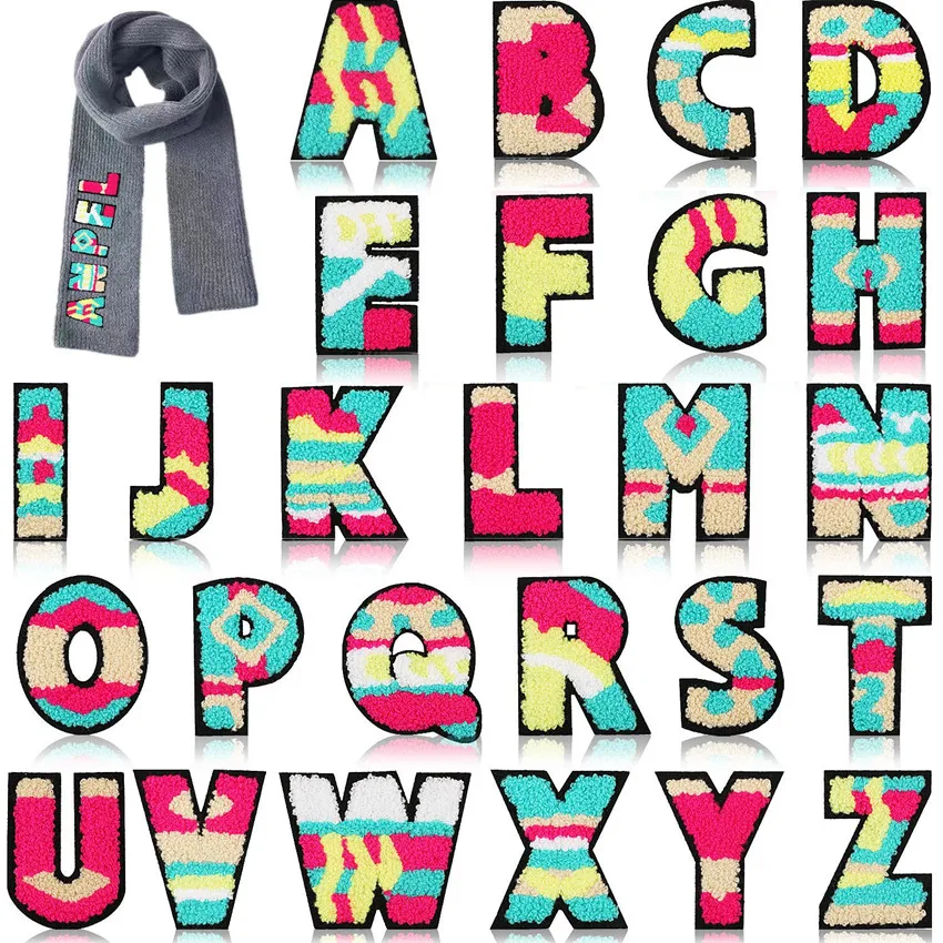 Art Alphabet, Letter, Name, Patches for Clothing, Cloth Sticker, Embroid, Garment Accessories, DIY Logo, Iron-on, Sewing