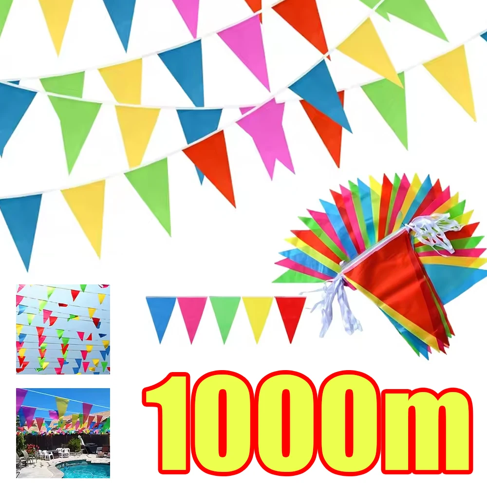 Bandejas coloridas de 50-1000mm, bandeira triangular, bandeira para abertura ao ar livre, celebração de festival, festa de corda de casamento