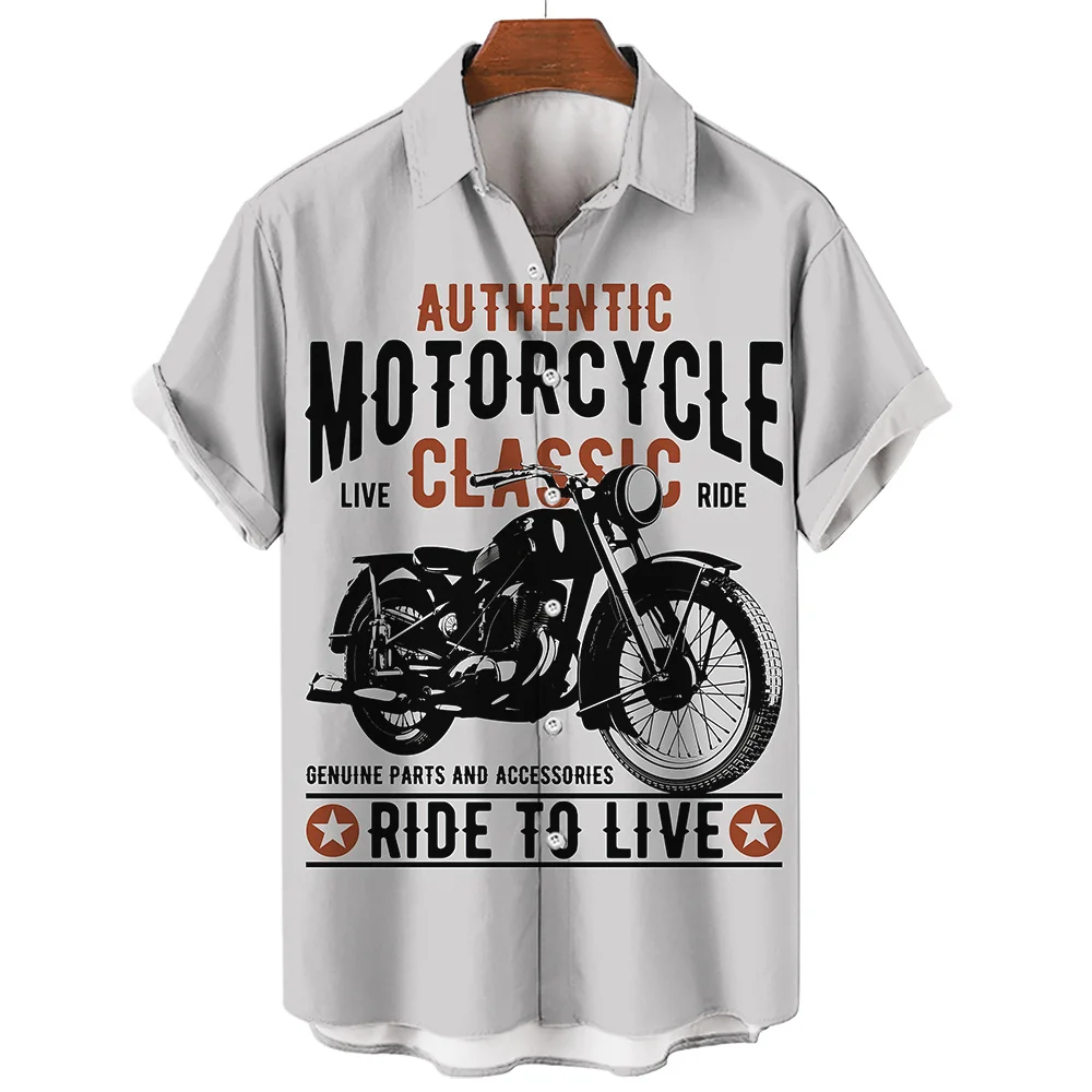 

Vintage Shirt Motorcycle Pattern Short-Sleeved Tops Summer Men'S Clothing 2023 T-Shirt For Men 1971 Motorcycle 3d Printing Tees