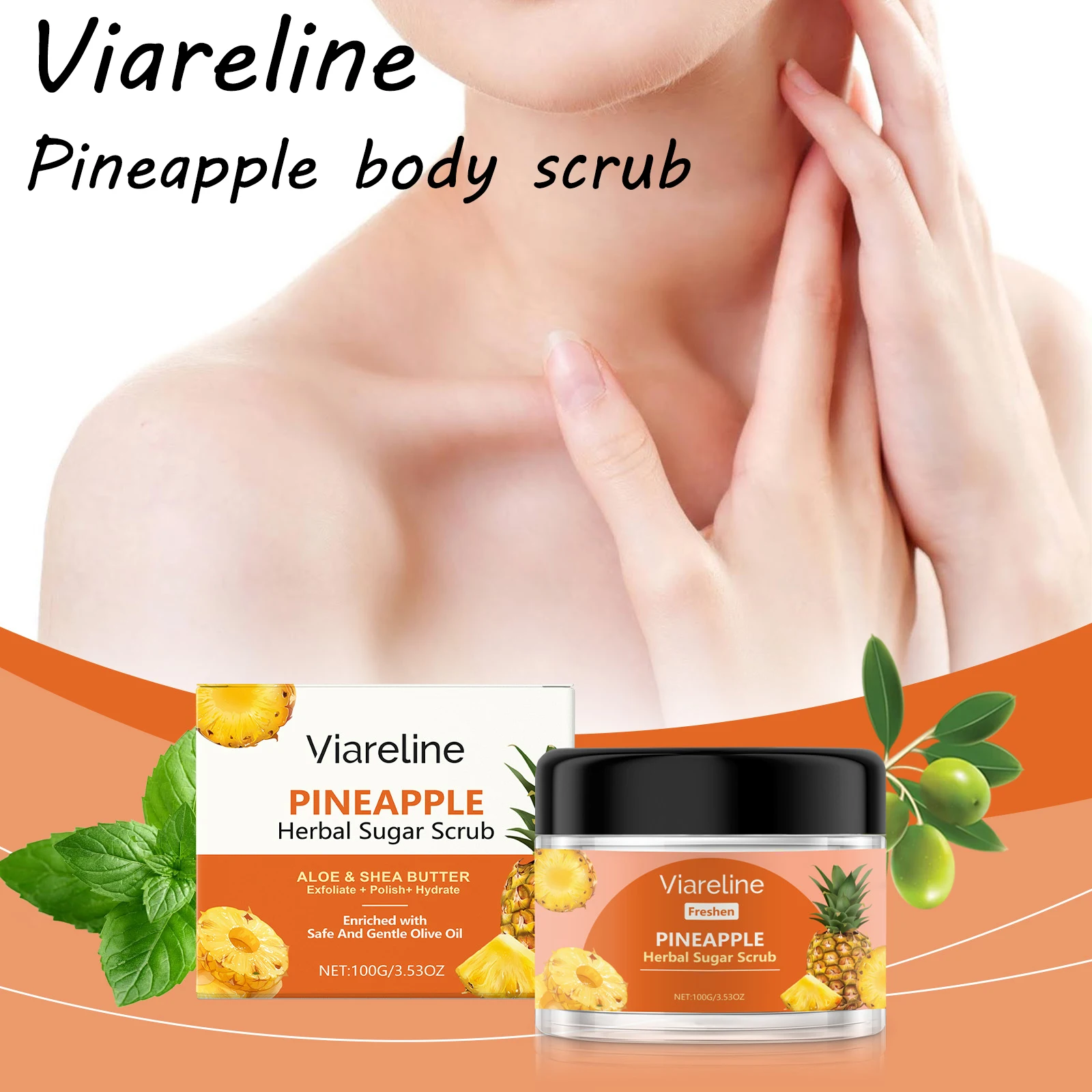 Viareline-exfoliante corporal de piña, suave, elimina la piel muerta, mejora la rugosidad, No hidratante apretado, Gel exfoliante de piña suave