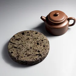 Tea Coaster 13cm Round Volcanic Stone Absorbent Heat Resistant Non-Slip Zen Teapot Mat Home Office Decor Gift