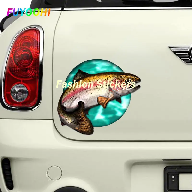 FUYOOHI Play Stickers Wild Brown Trout Sticker Boat Kayak Car Bumper Decals Trout Fishing Car Sticker Fishing Art Car Styling