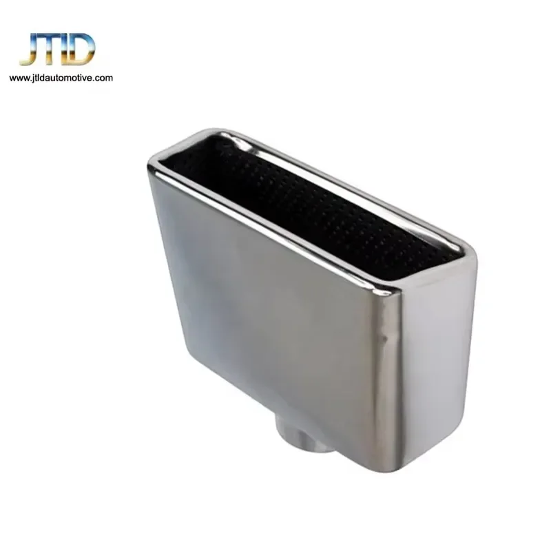 JTLD New Stainless Steel Rectangular Resonated Angle Cut Exhaust Tip for Universal Car Retrofit Upgrade