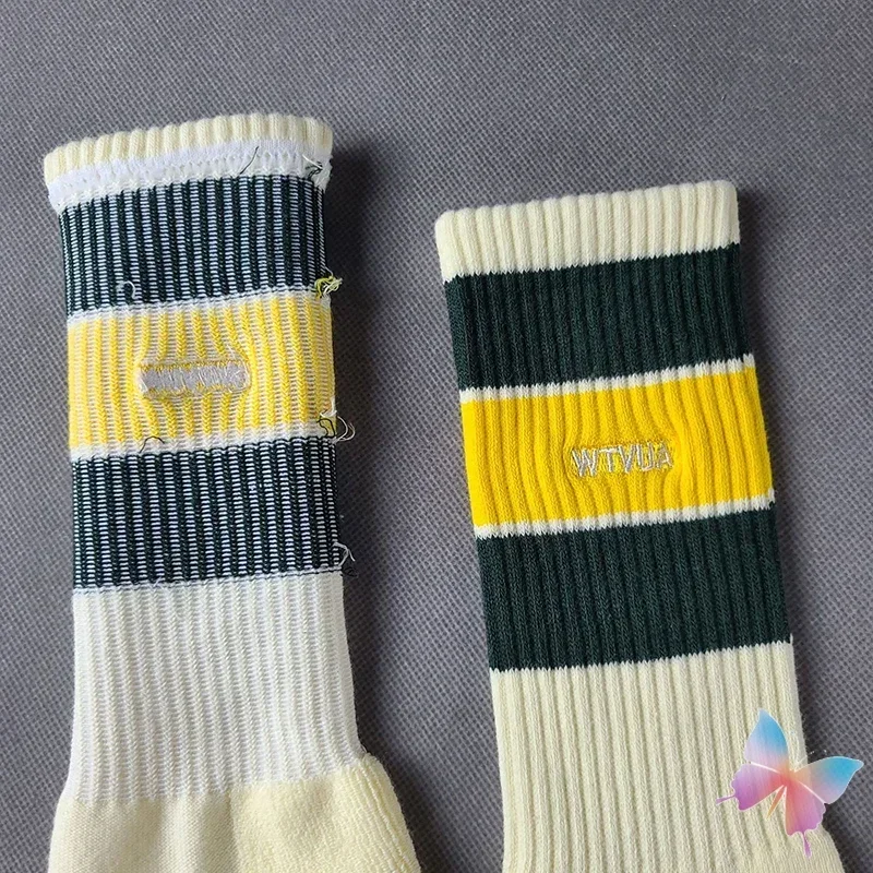 High Street Cityboy WTAPS Socks Color Blocking Thick Stripes Embroidered Letters Men Women Cotton Towel Bottom Middle Tube Socks