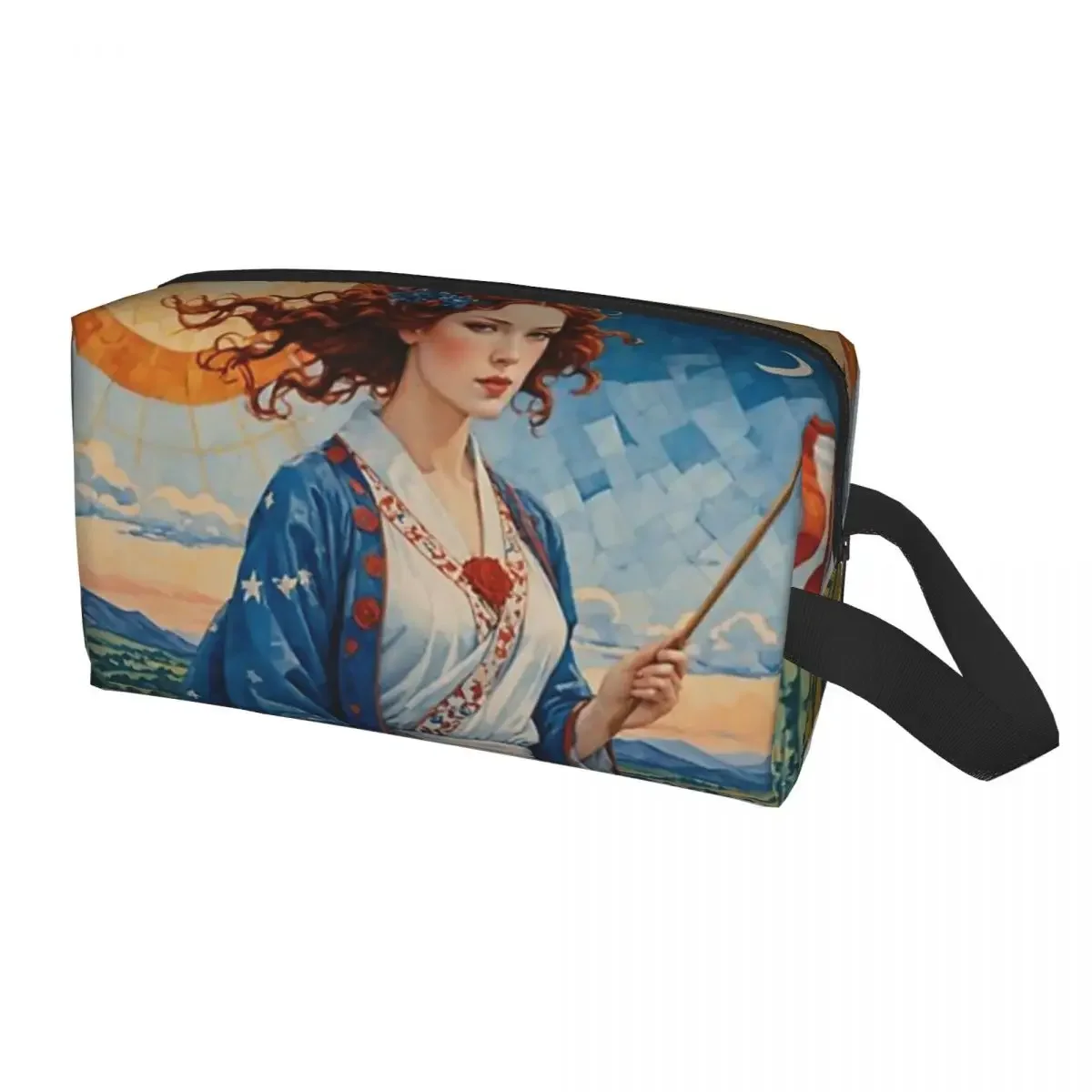 Lady Liberty's Mosaic Sunrise Makeup Bag for Women Travel Cosmetic Organizer Storage Toiletry Bags image 2
