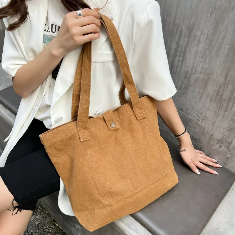 

New Minimalist Forest Style Versatile Large Capacity Fashionable Washed Canvas Bag Ins Korean Version Women's Shoulder Bag