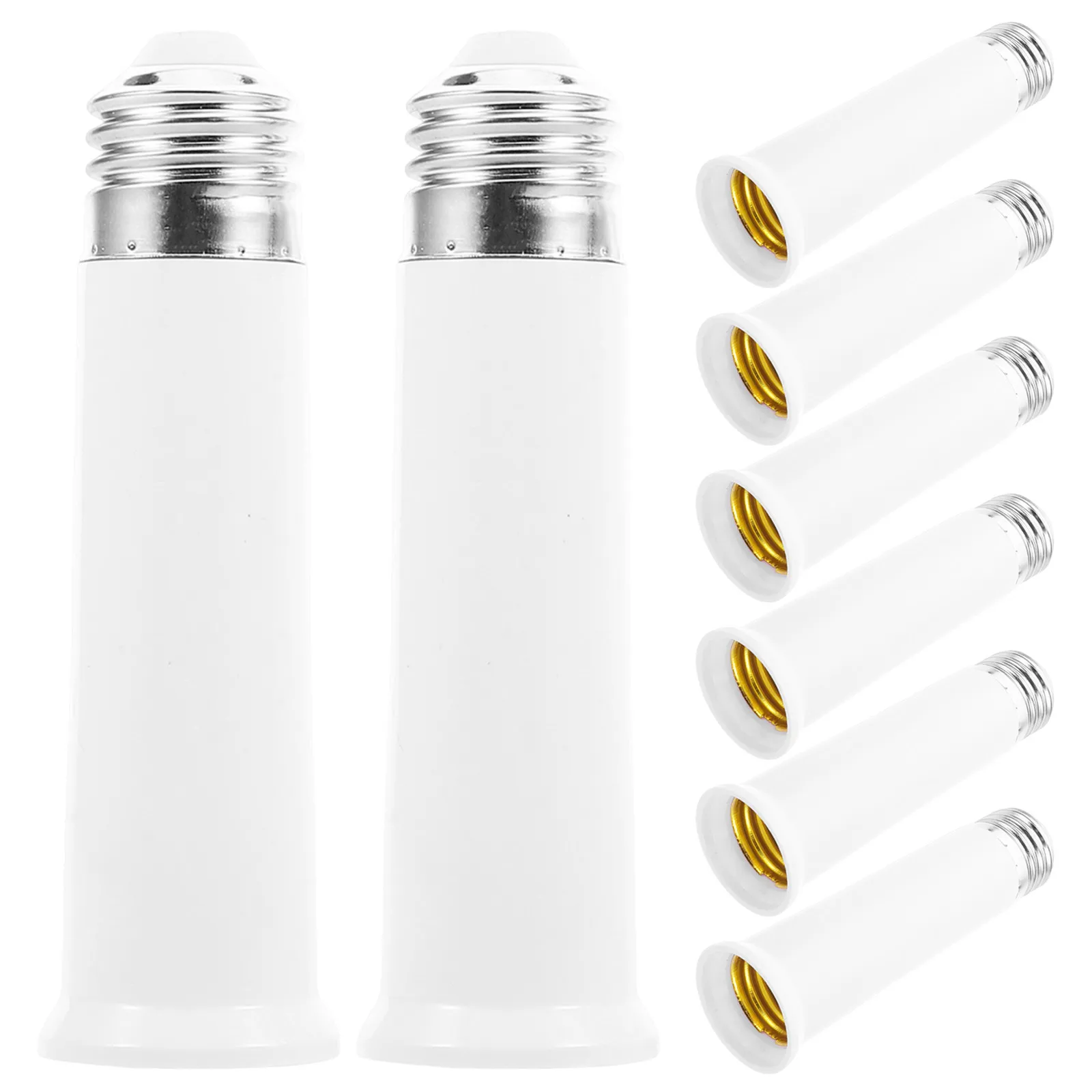 8Pcs E27 Lamp Socket Extender White Insulated Plastic Copper Long Lamp Holder Extension Adapter Ceiling Pendant Light Socket