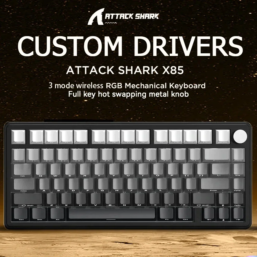 ATTACK SHARK X85 Mechanical Keyboard RGB Backlight Tri-Mode Connection Wireless Bluetooth Hot-Swappable Sideway Gaming Keycaps