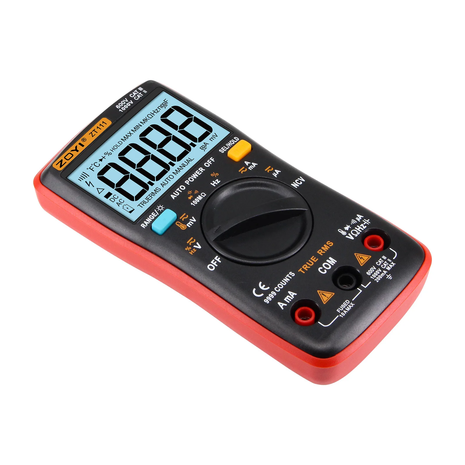 ZT111 Digital Multimeter Professional 9999-Count DC AC Voltage Current Tester True RMS NCV DC AC Voltmeter Capacitor Meter