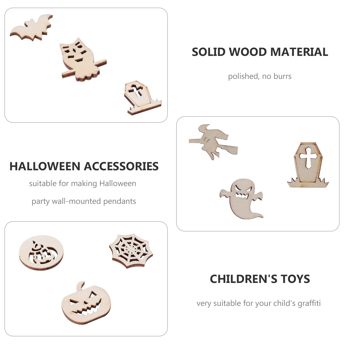 100 قطعة رقاقة الكتابة على الجدران الخشبية للهالوين قطع حرفية خشبية غير مكتملة DIY بها بنفسك الاطفال اللوحة لوازم الديكور رقاقة خشبية لتقوم بها بنفسك الفنون