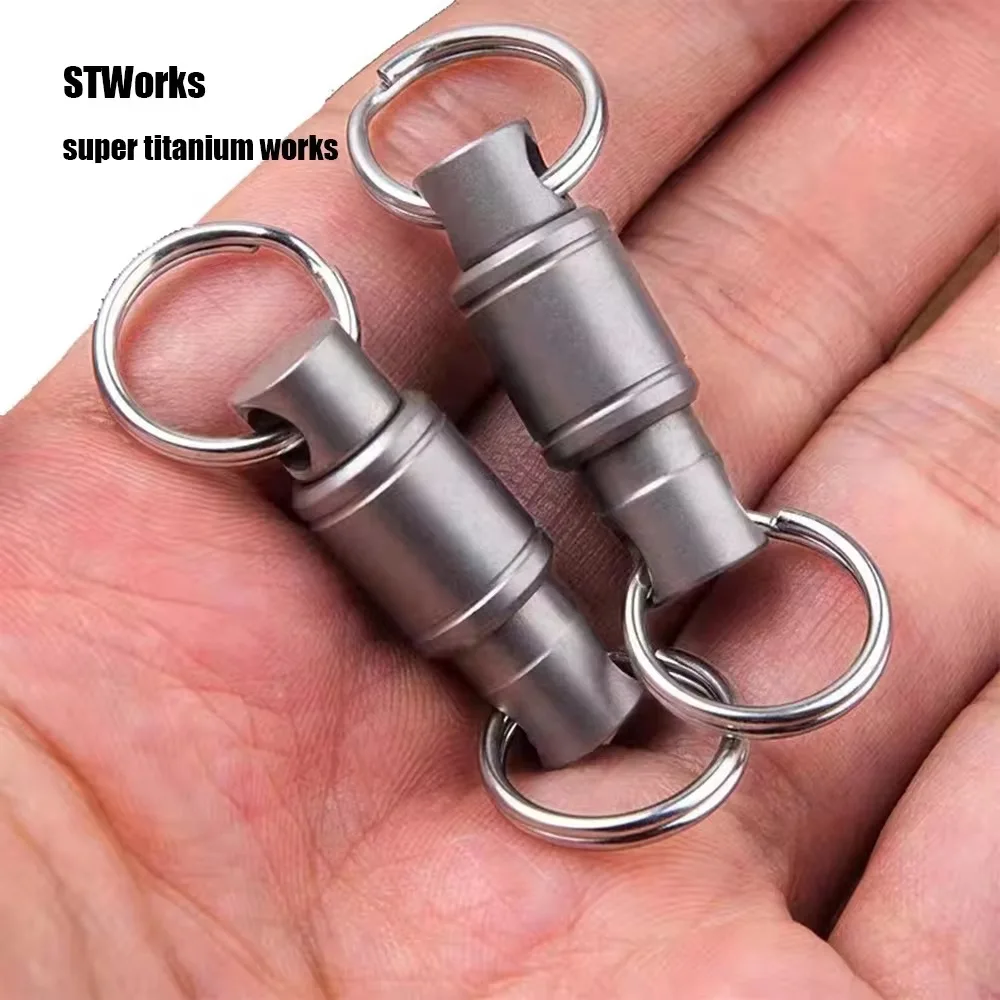 Titanium Alloy Keychain Mini Rotary Buckle Wind Bell Connector Stainless Steel Keyring EDC Tool Quick Release
